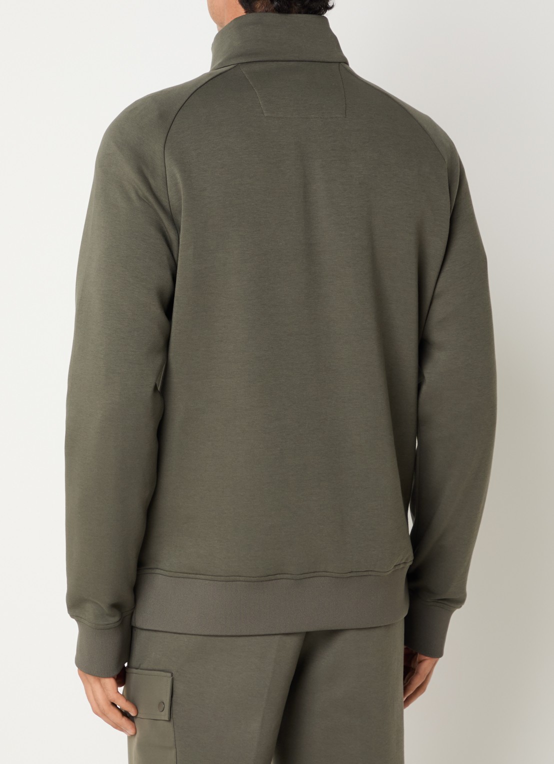 Boggi Milano Sweater met halve rits - achterkant 2 donkergroen