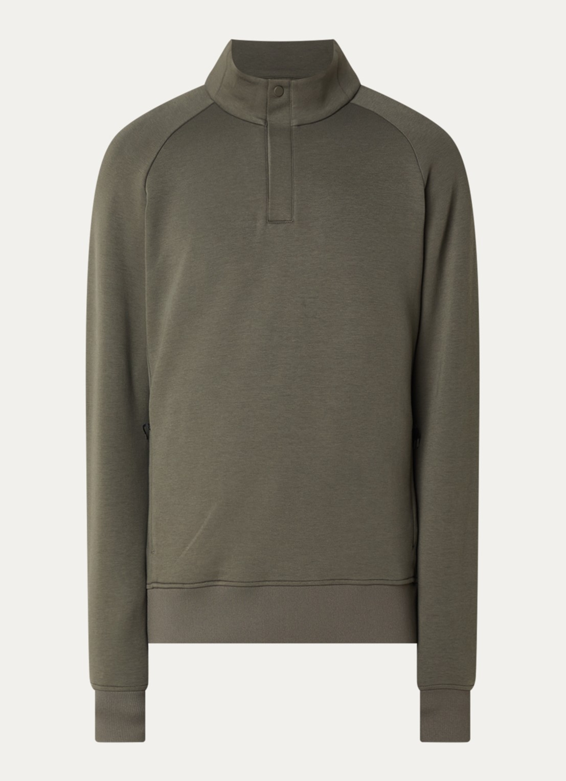 Boggi Milano Sweater met halve rits - voorkant 3 donkergroen