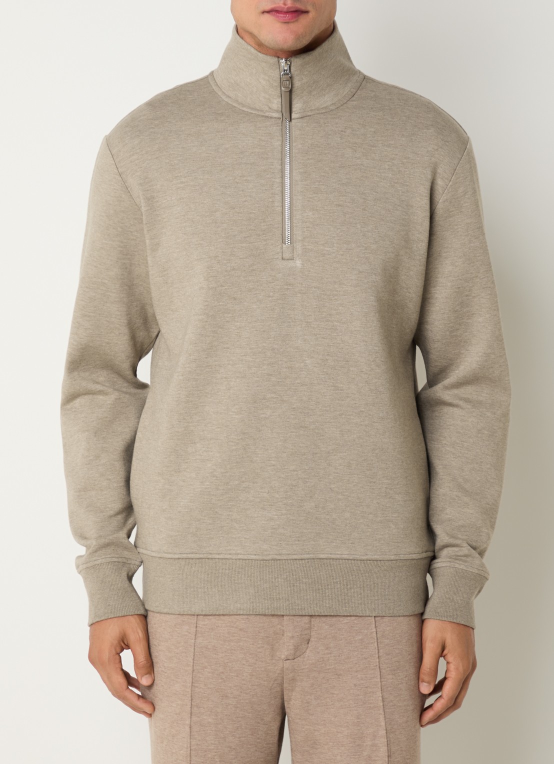 Boggi Milano Sweater met halve rits - detail beige