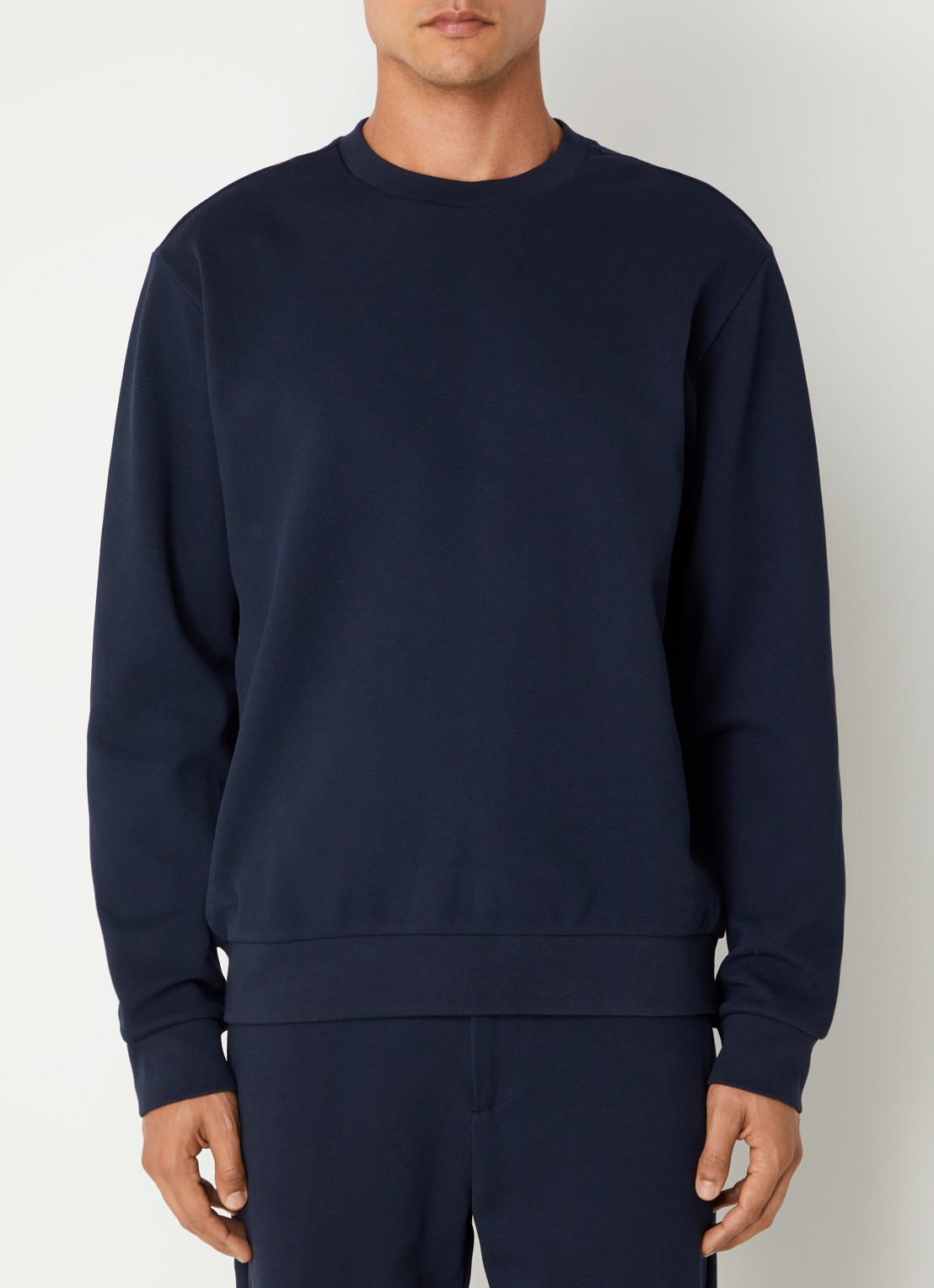 Boggi Milano Sweater met ronde hals - detail donkerblauw
