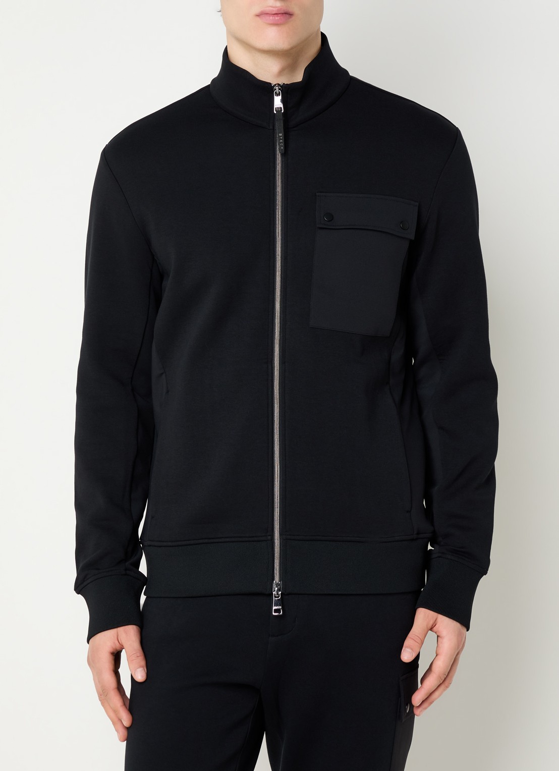 Boggi Milano Sweatvest met borstzak - detail zwart