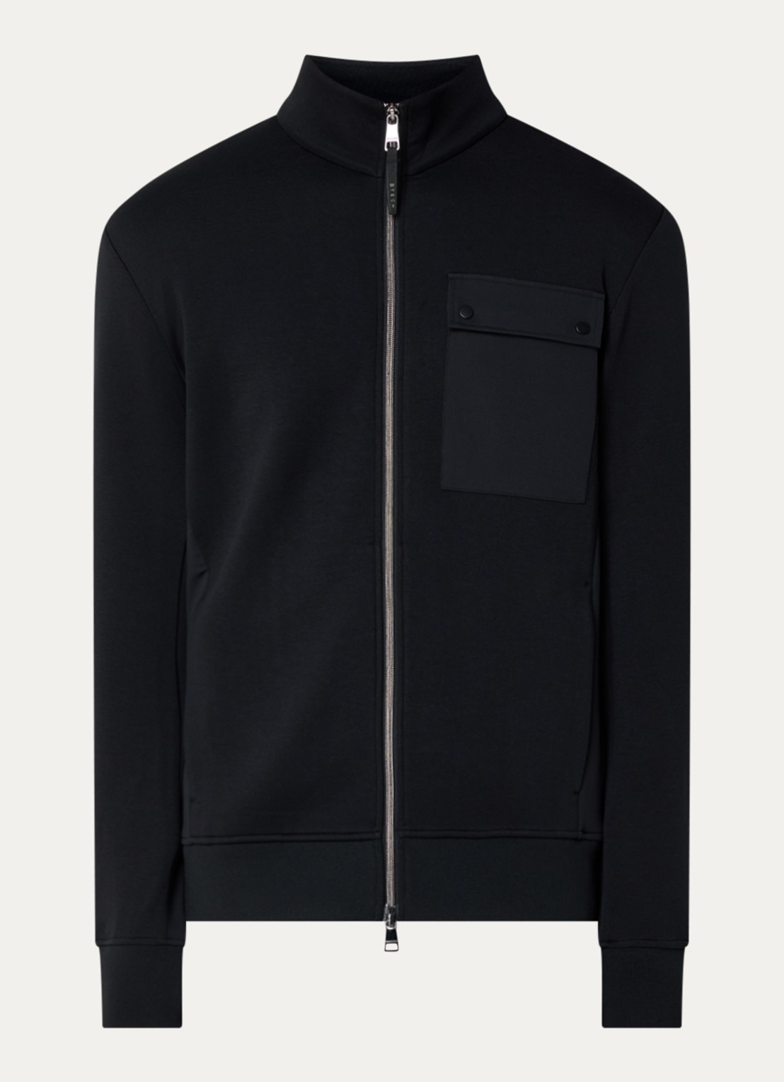 Boggi Milano Sweatvest met borstzak - voorkant 2 zwart