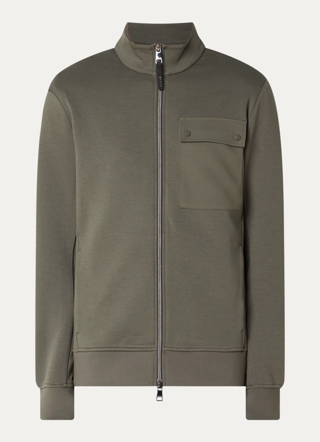 Boggi Milano Sweatvest met borstzak - voorkant bronsgroen