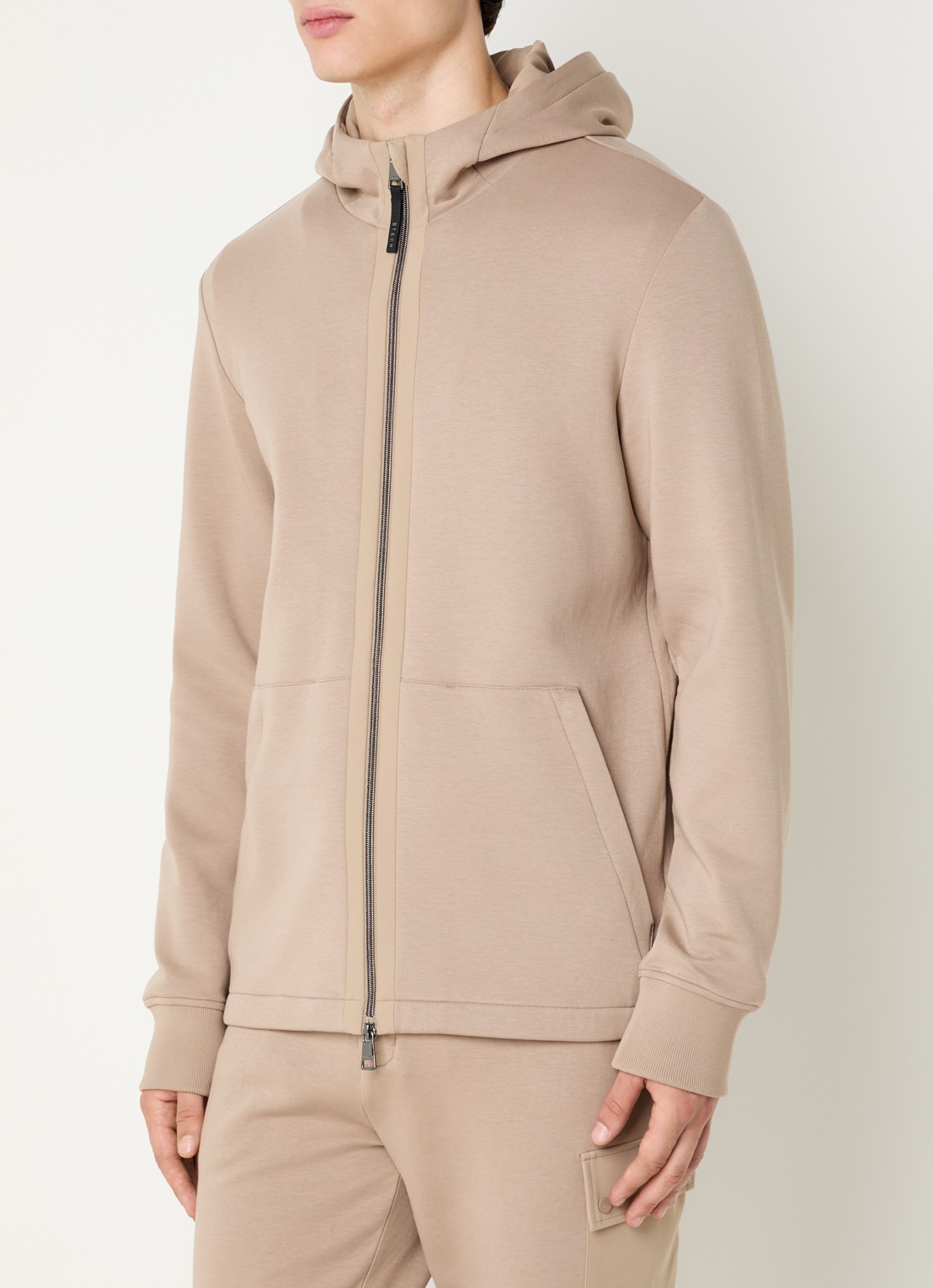 Boggi Milano Sweatvest met capuchon - detail camel