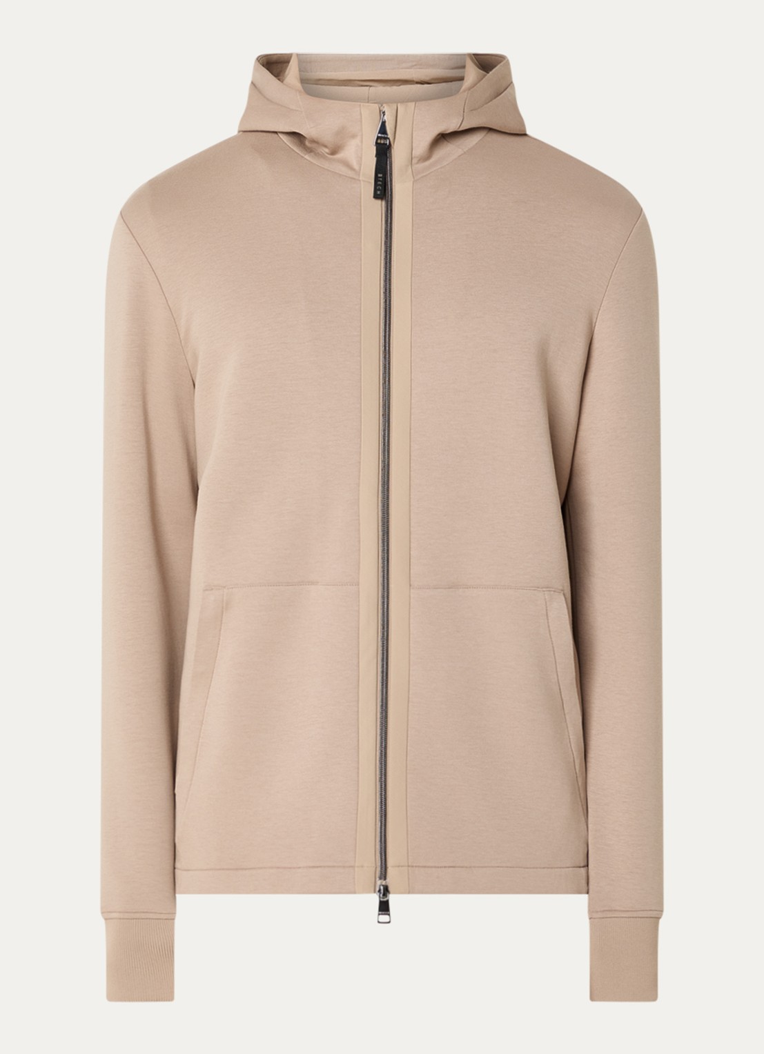 Boggi Milano Sweatvest met capuchon - voorkant 3 camel