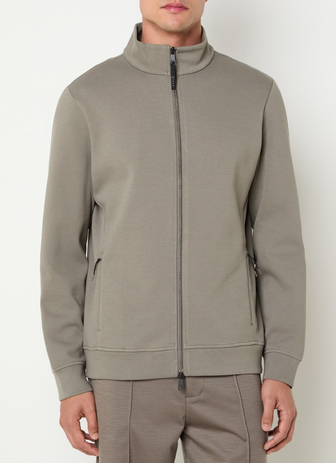Boggi Milano sweatvest met opstaande kraag en steekzakken - detail 2 donkerbeige