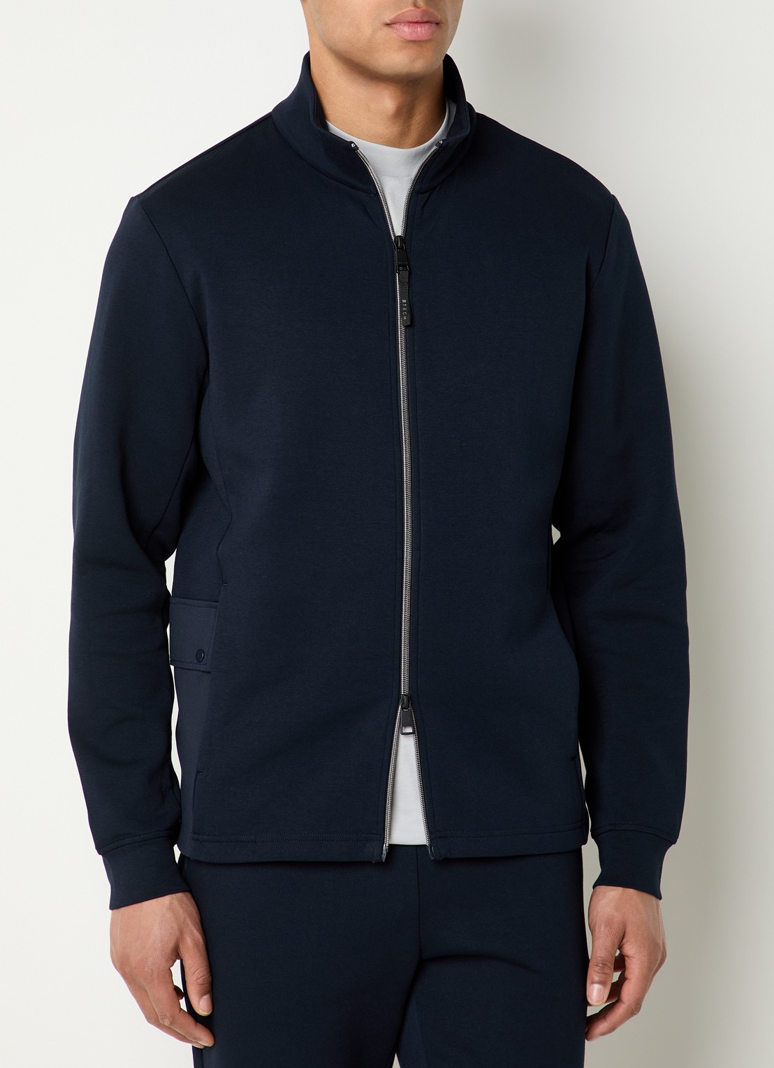 Boggi Milano Sweatvest met ritszakken - detail 3 donkerblauw