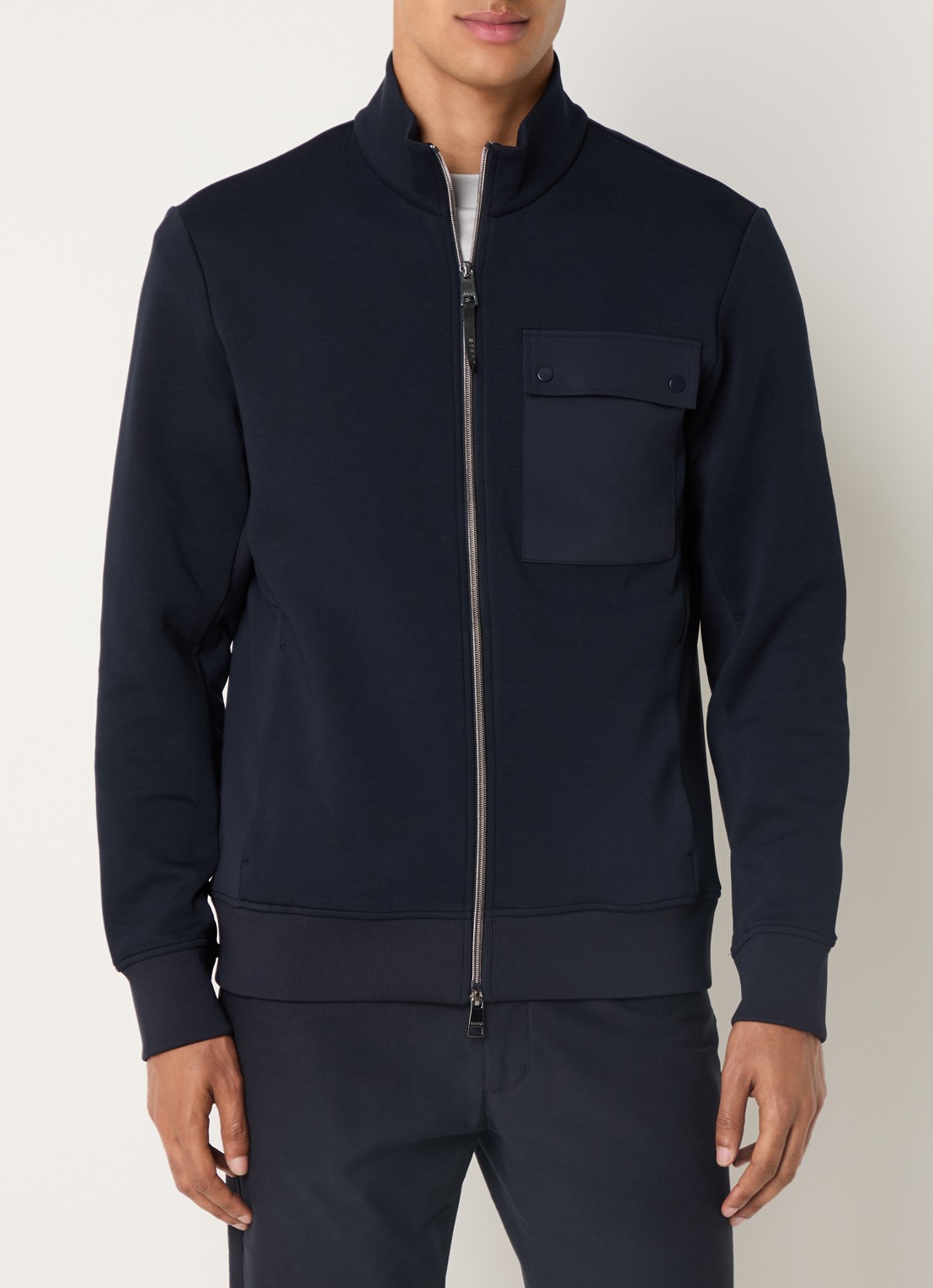 Boggi Milano Sweatvest met ritszakken - detail 4 donkerblauw