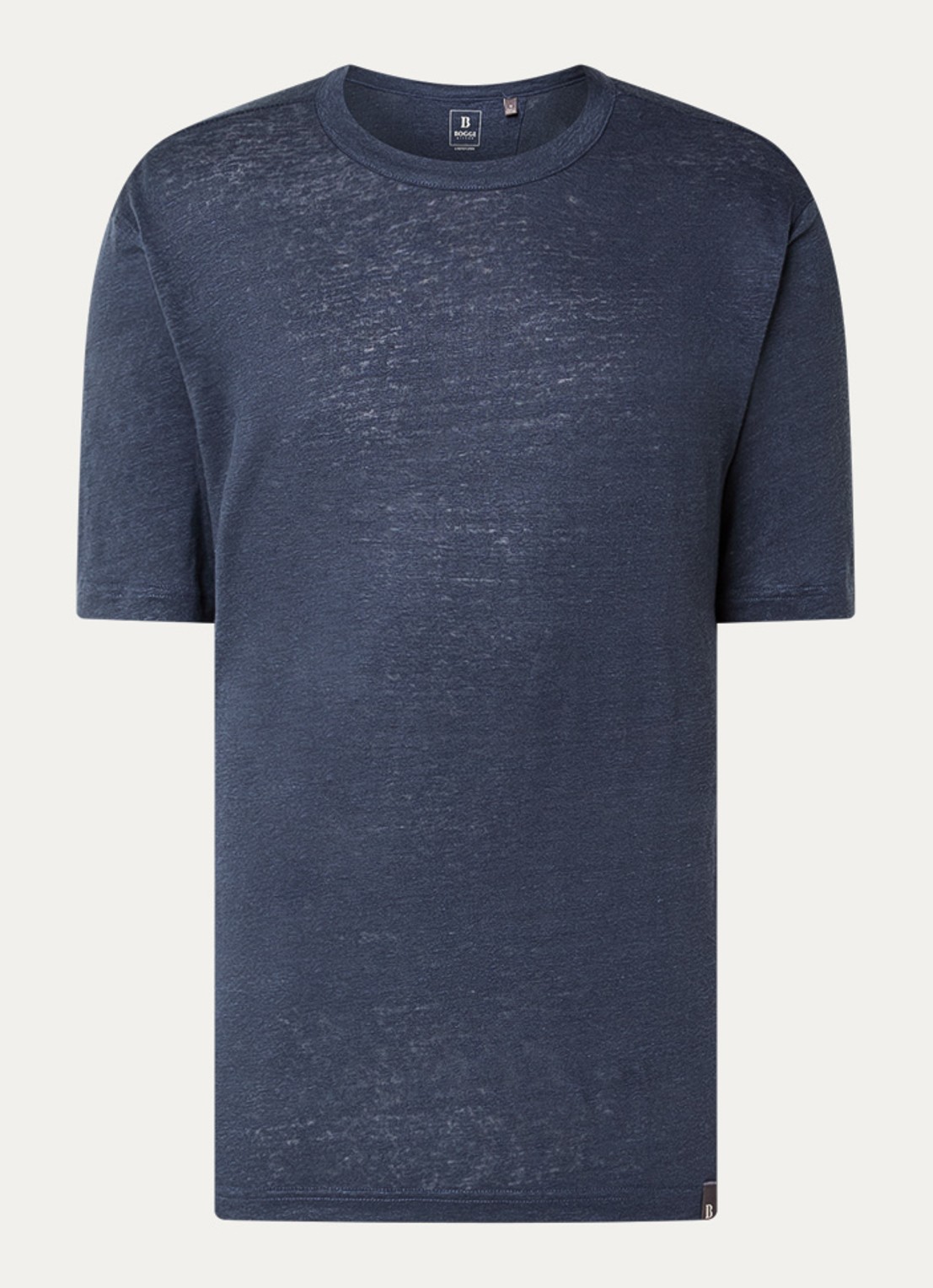 Boggi Milano T-shirt in linnenblend met ronde hals - voorkant 2 donkerblauw