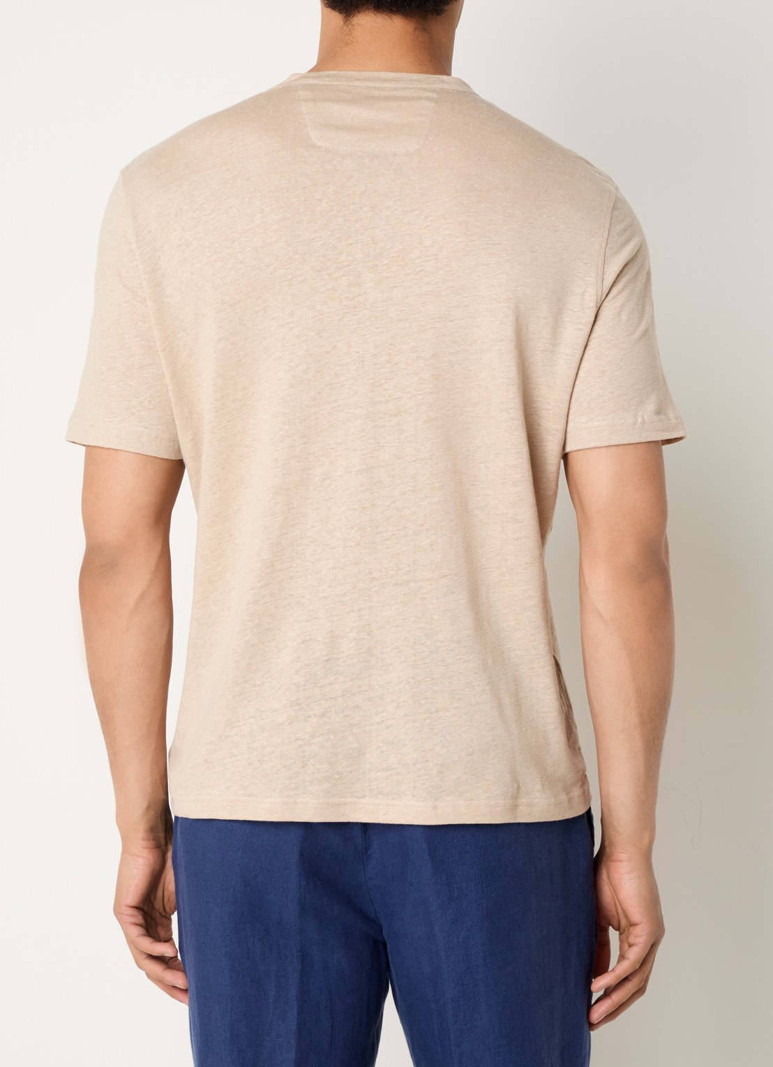 Boggi Milano T-shirt in linnenblend met ronde hals - achterkant 2 beige