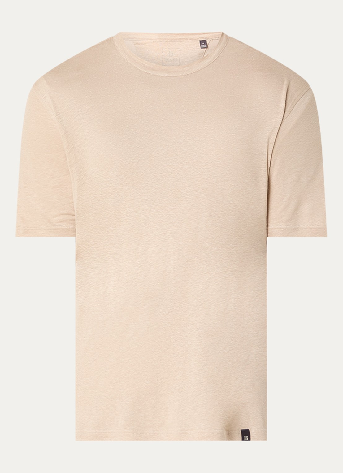 Boggi Milano T-shirt in linnenblend met ronde hals - voorkant 3 beige
