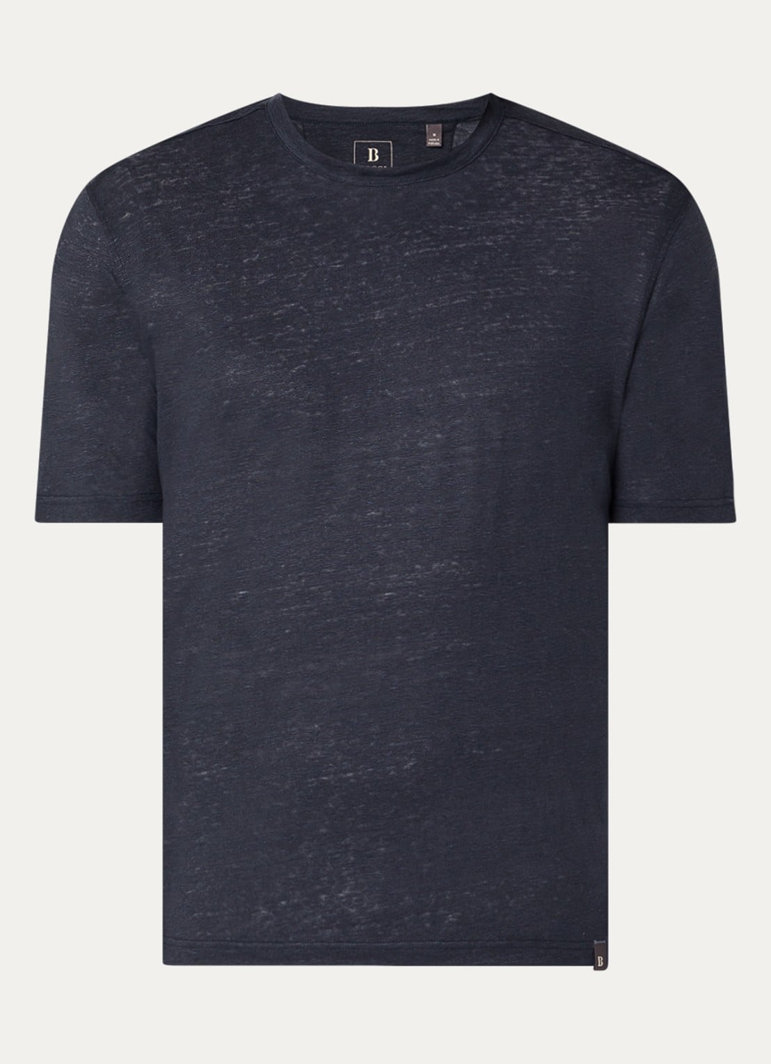 Boggi Milano T-shirt in linnenblend met ronde hals - voorkant 3 donkerblauw