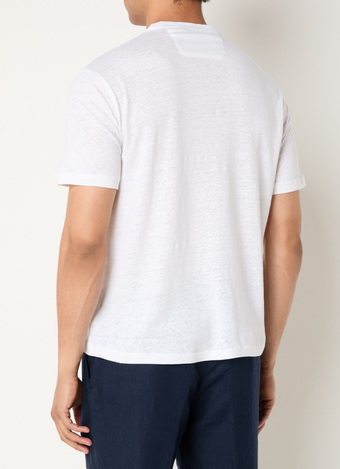 Boggi Milano T-shirt in linnenblend met ronde hals - achterkant wit