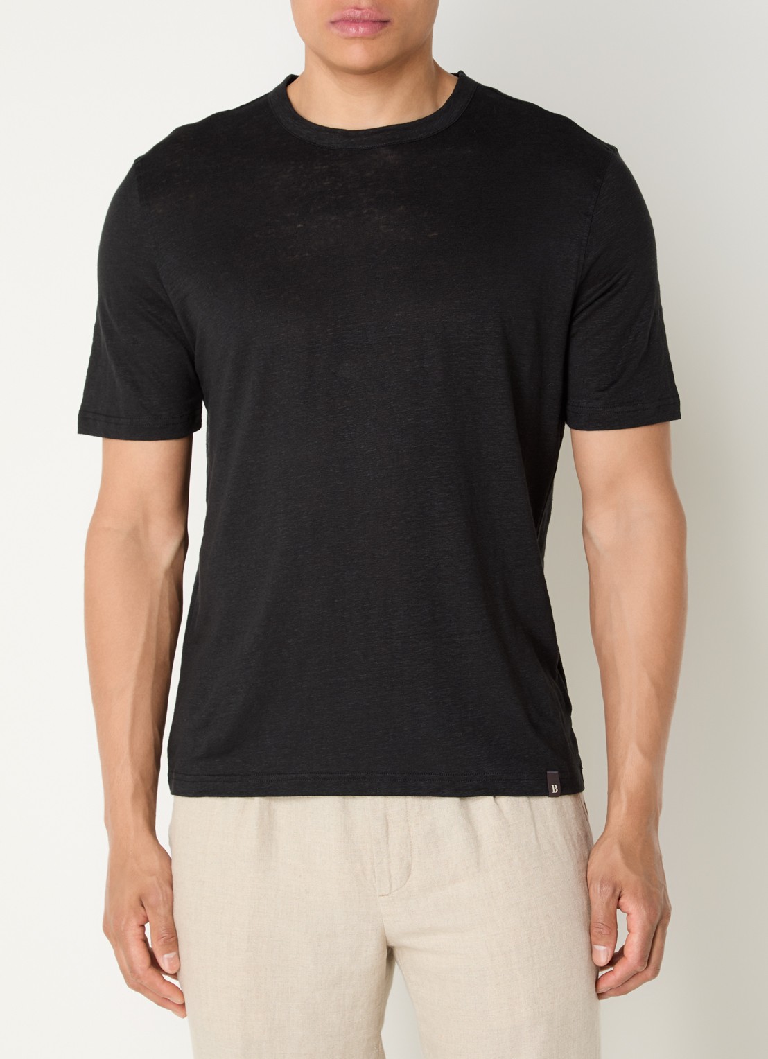 Boggi Milano T-shirt in linnenblend - detail 2 antraciet
