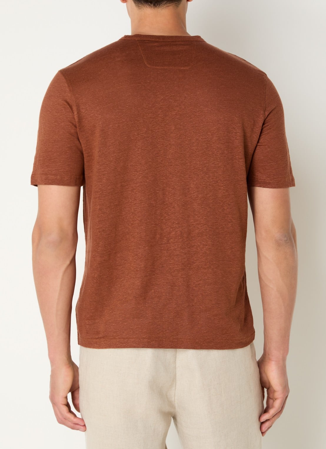 Boggi Milano T-shirt in linnenblend - achterkant 4 oranjebruin