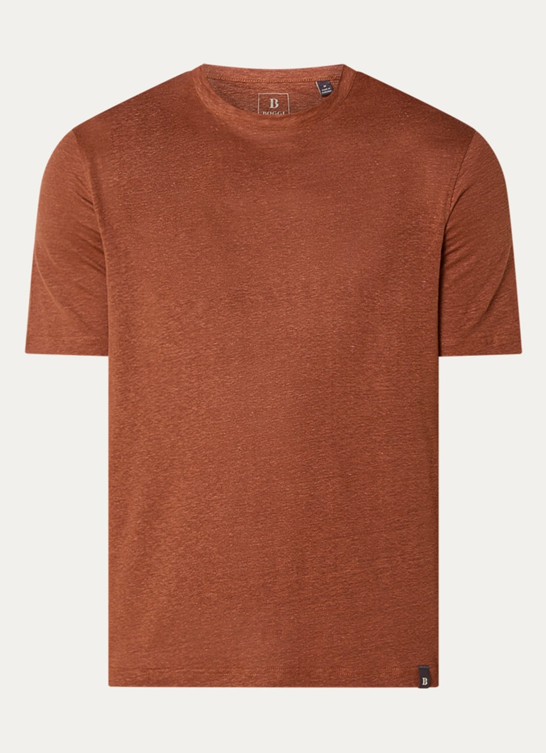 Boggi Milano T-shirt in linnenblend - voorkant oranjebruin