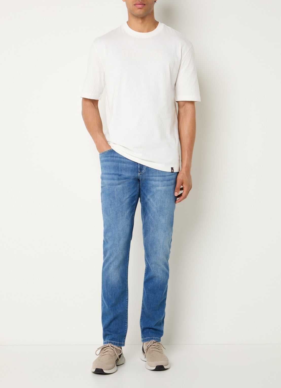 Boggi Milano T-shirt met logoprint - voorkant 3 wit