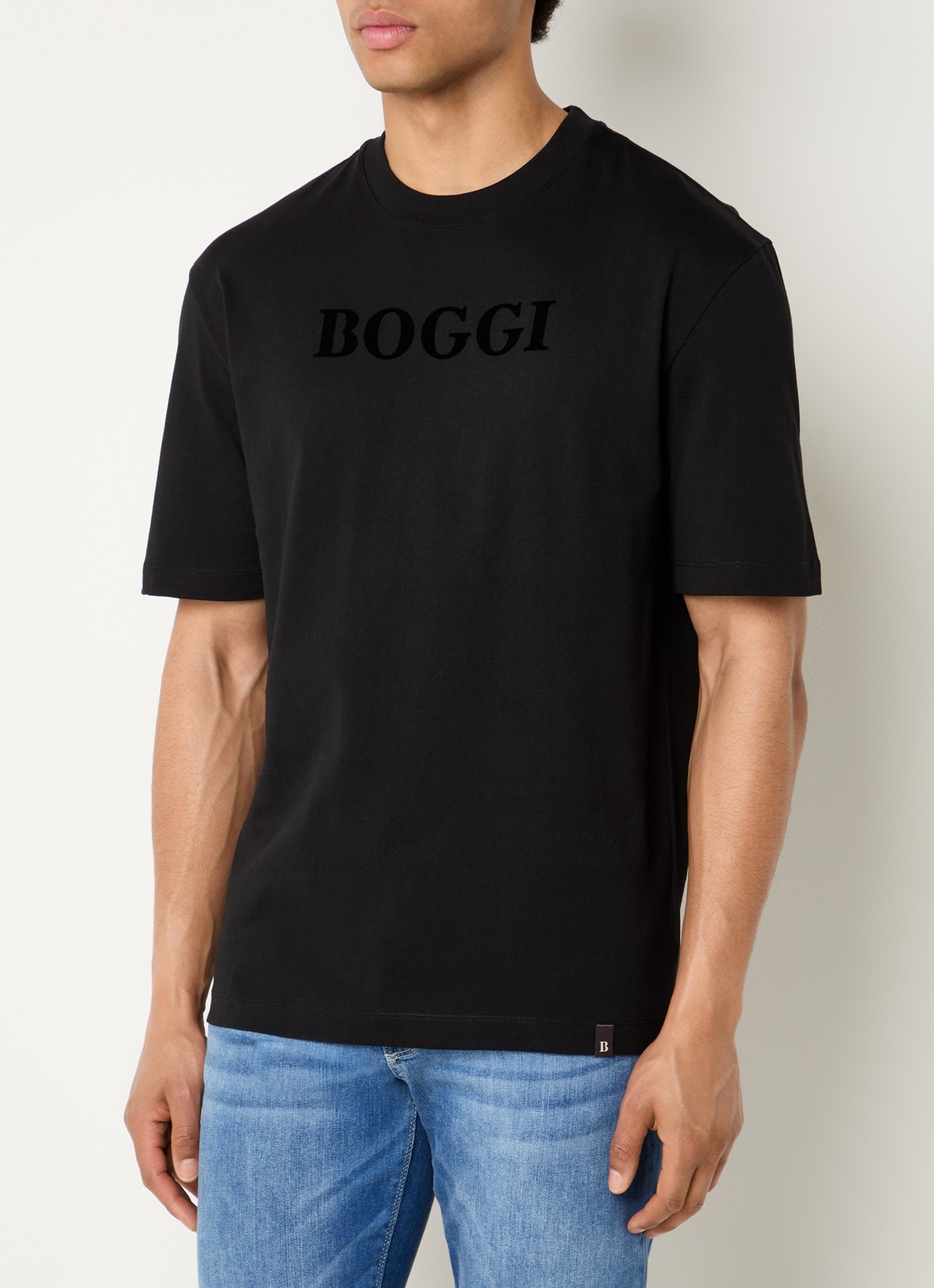 Boggi Milano T-shirt met logoprint - detail 4 zwart