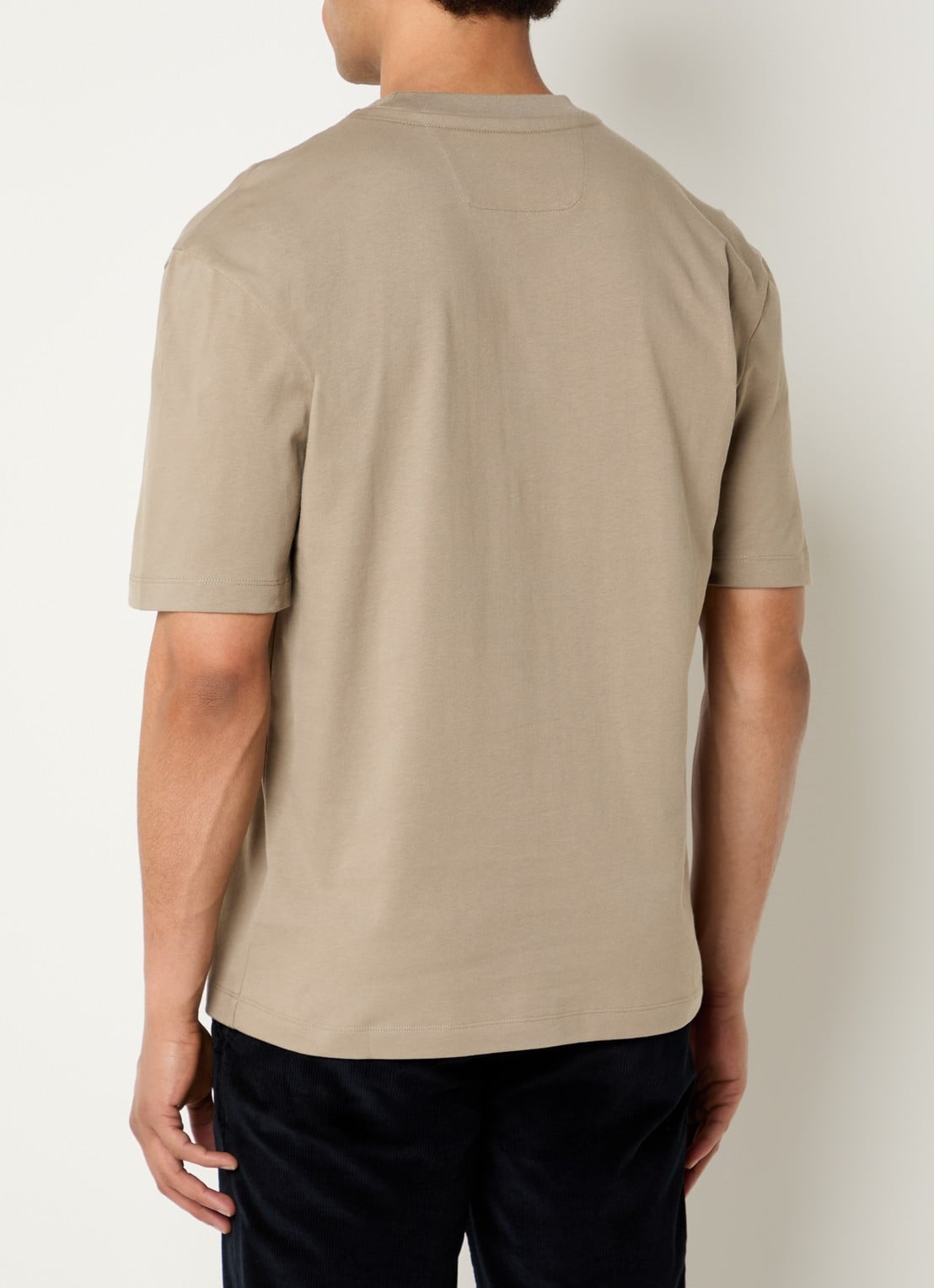 Boggi Milano T-shirt met ronde hals - achterkant 4 donkerbeige
