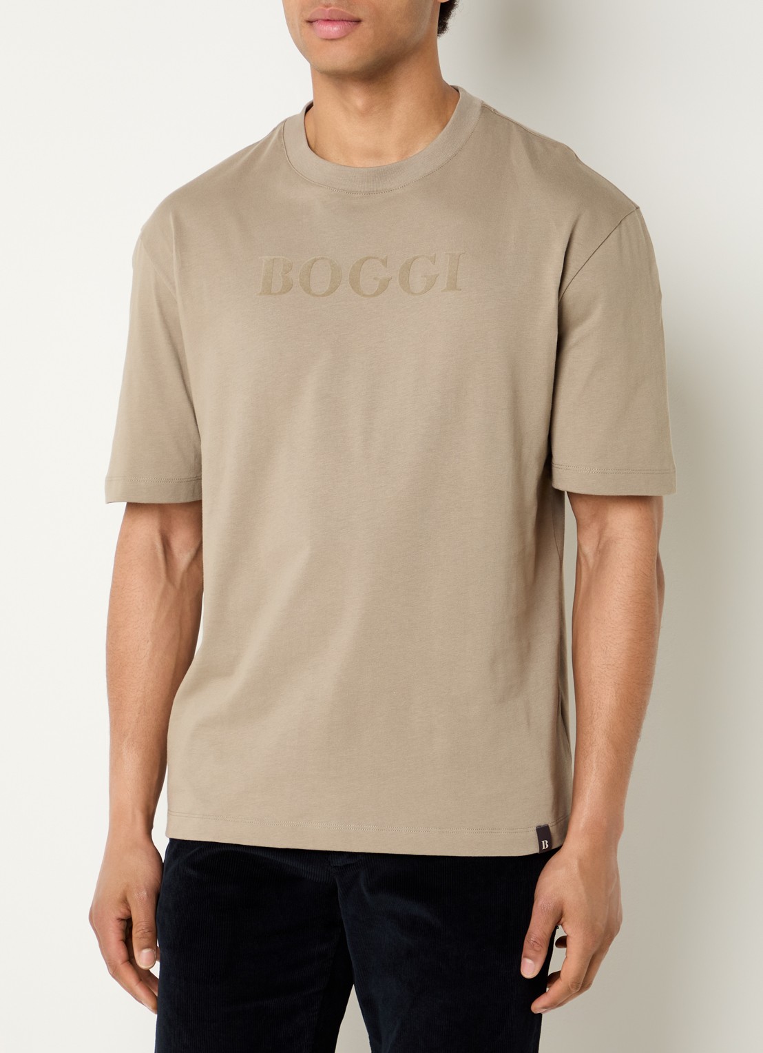 Boggi Milano T-shirt met ronde hals - detail 3 donkerbeige