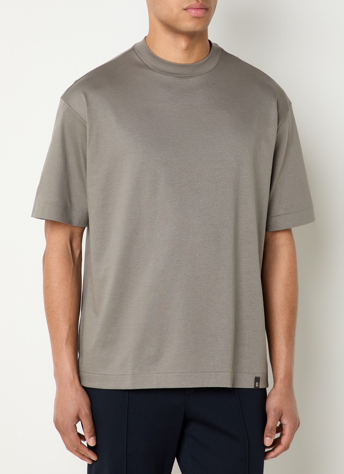 Boggi Milano T-shirt met ronde hals - detail 2 donkergrijs