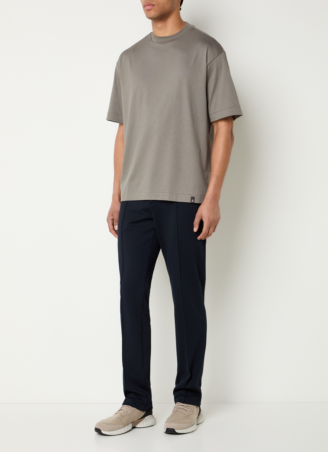 Boggi Milano T-shirt met ronde hals - voorkant 4 donkergrijs