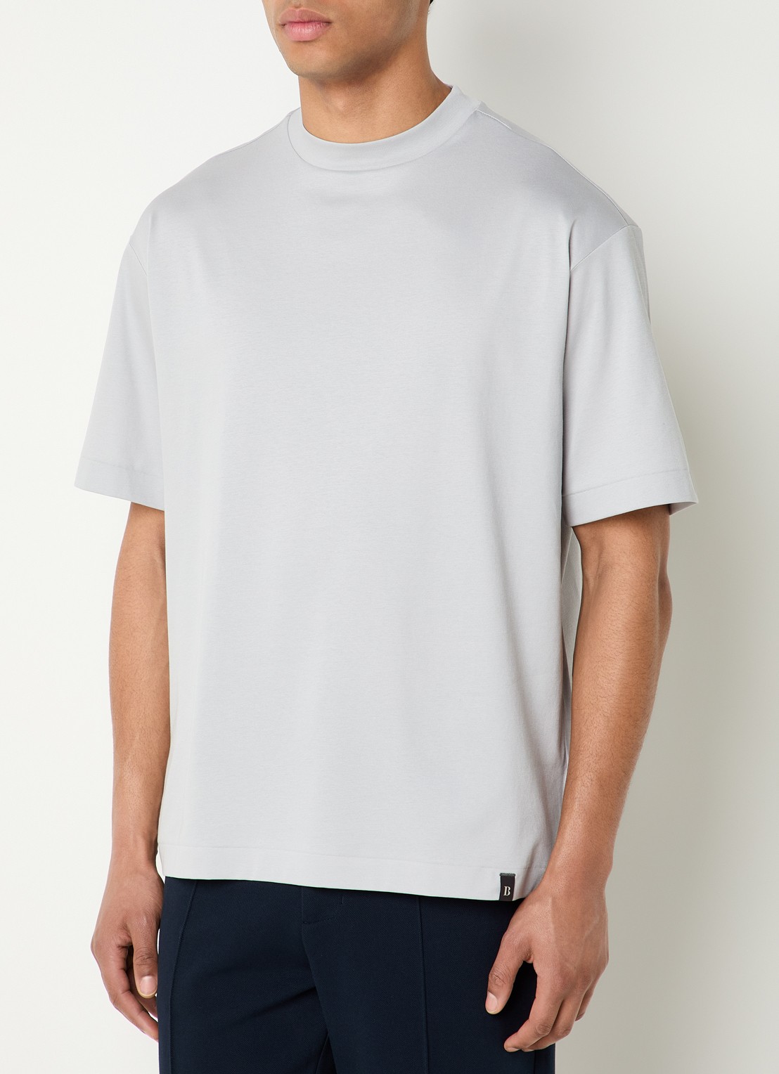 Boggi Milano T-shirt met ronde hals - detail 2 lichtgrijs