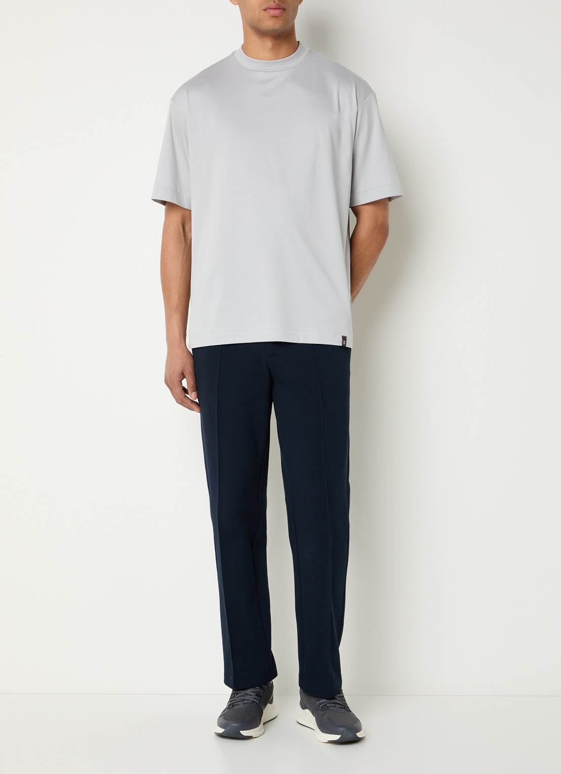 Boggi Milano T-shirt met ronde hals - voorkant 4 lichtgrijs