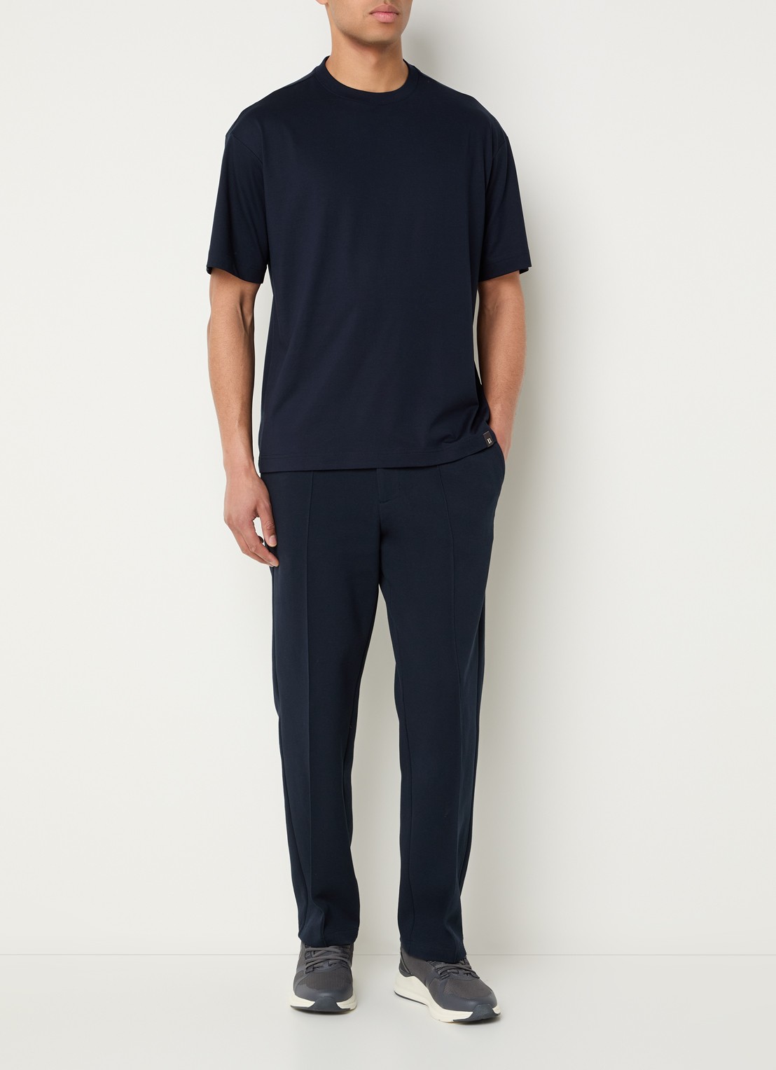 Boggi Milano T-shirt met ronde hals - voorkant 4 donkerblauw