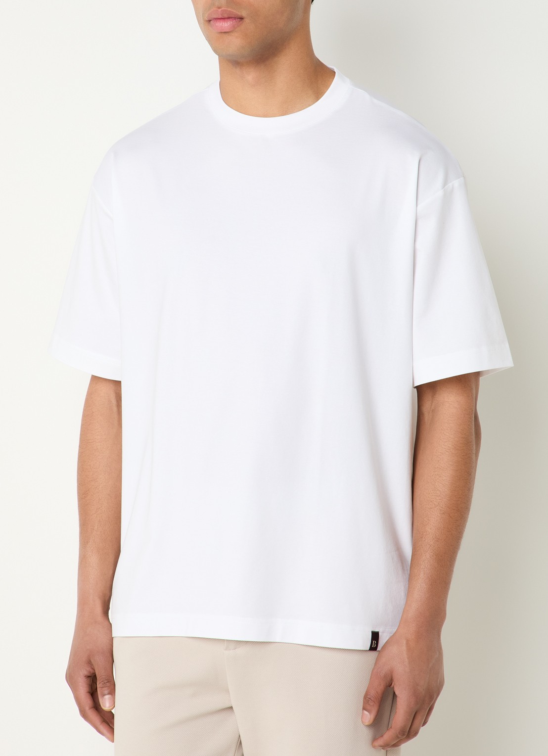 Boggi Milano T-shirt met ronde hals - detail 4 wit