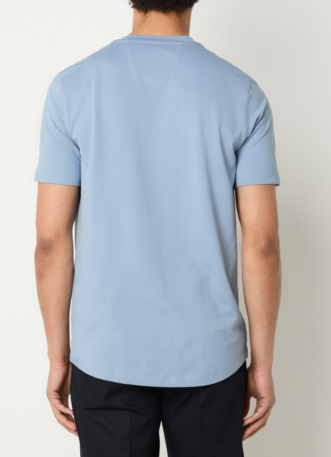 Boggi Milano T-shirt met ronde hals - achterkant 4 staalblauw