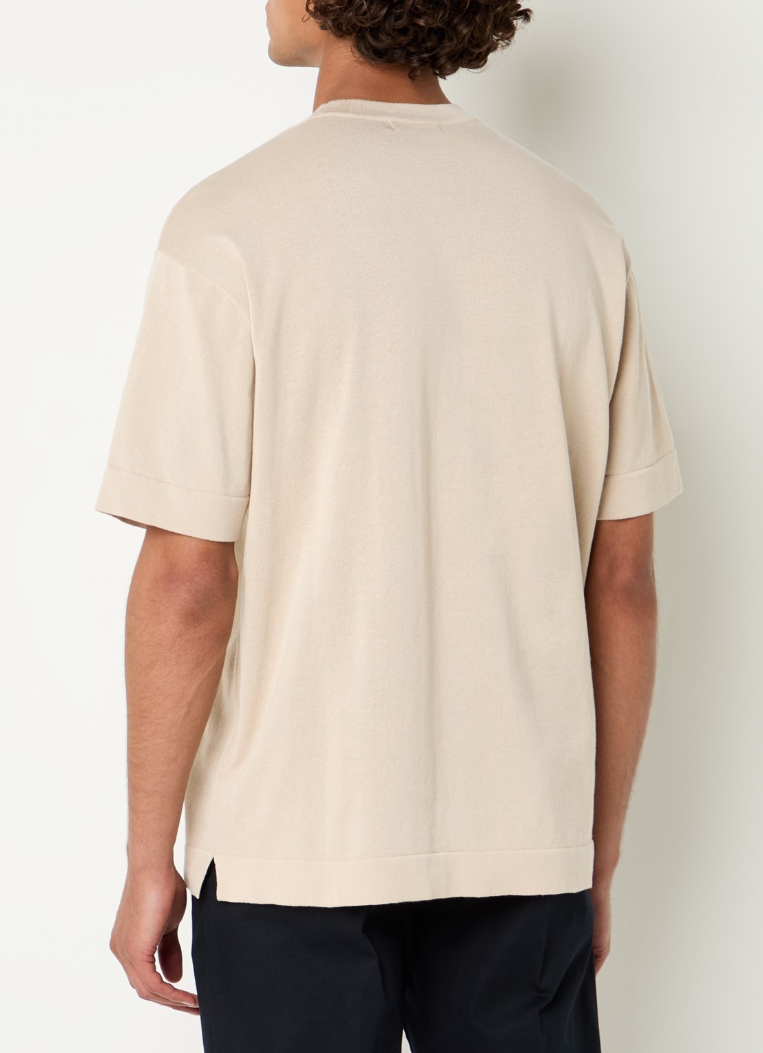 Boggi Milano T-shirt met ronde hals - achterkant beige