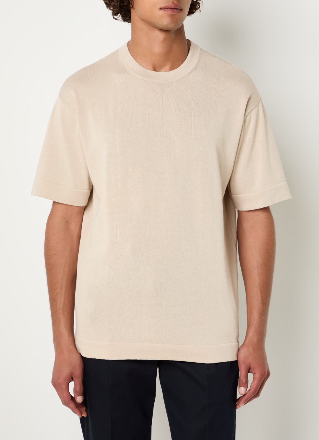 Boggi Milano T-shirt met ronde hals - detail 2 beige