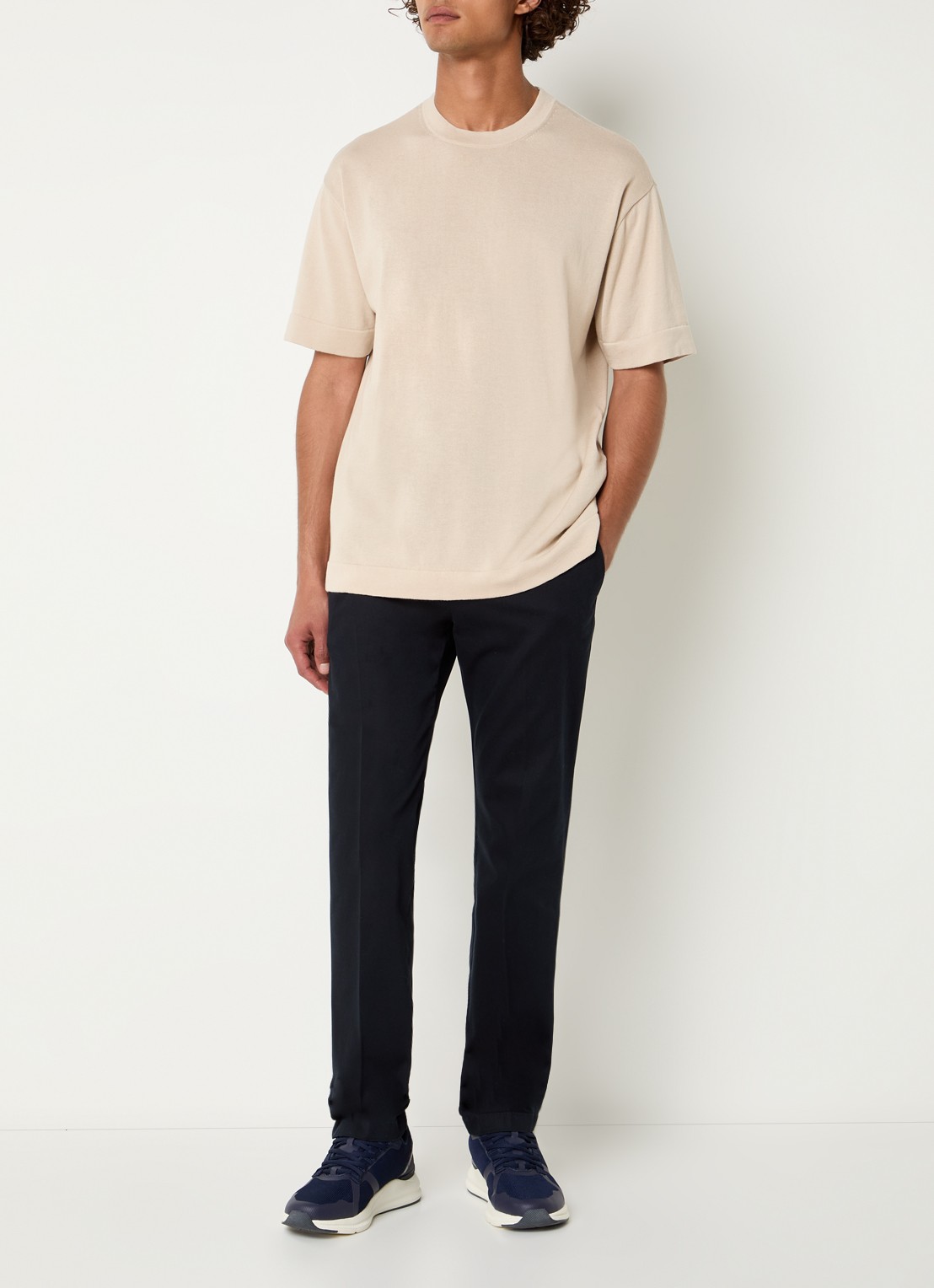 Boggi Milano T-shirt met ronde hals - voorkant 4 beige