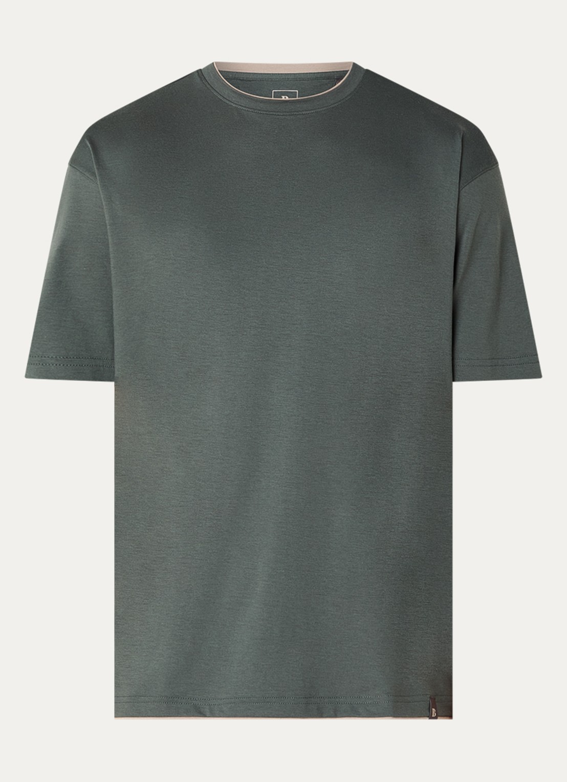 Boggi Milano T-shirt met ronde hals - voorkant 2 legergroen