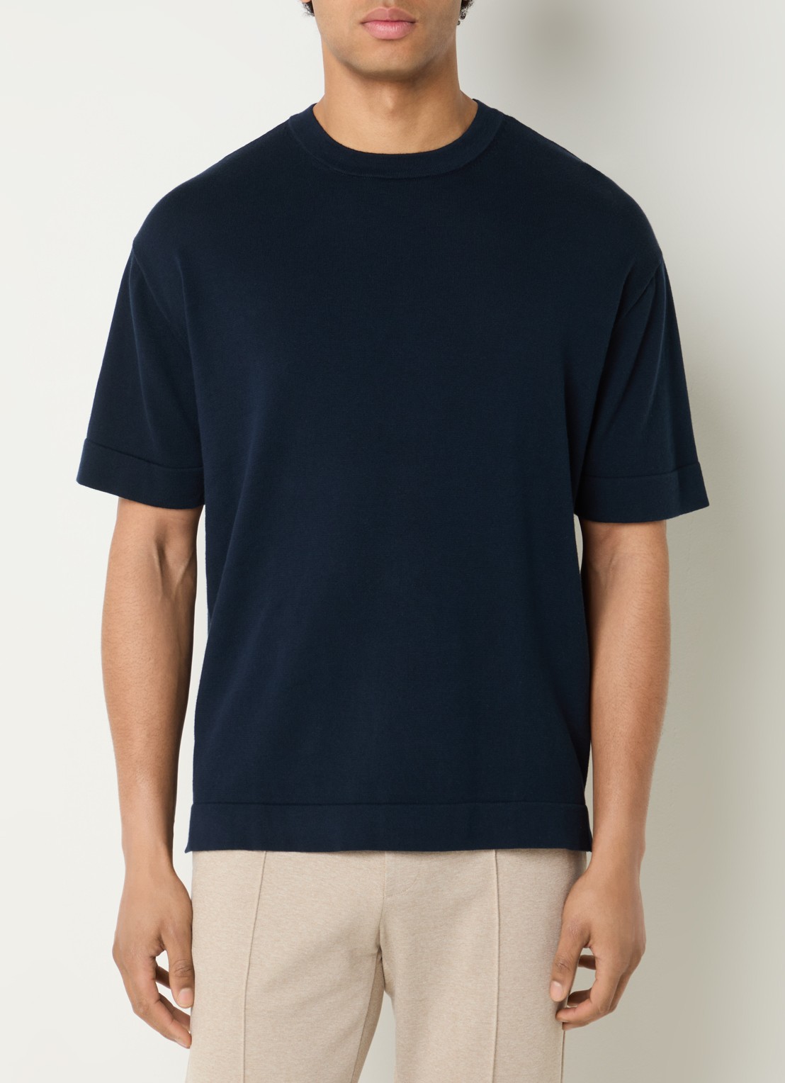 Boggi Milano T-shirt met ronde hals - detail 2 donkerblauw