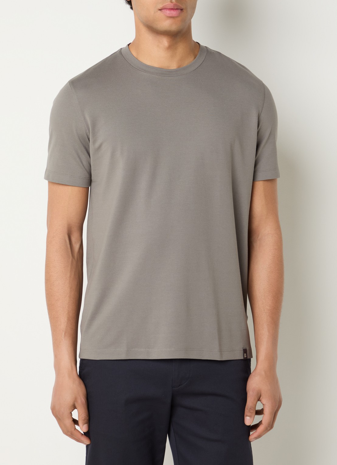 Boggi Milano T-shirt met ronde hals - detail 2 olijfgroen