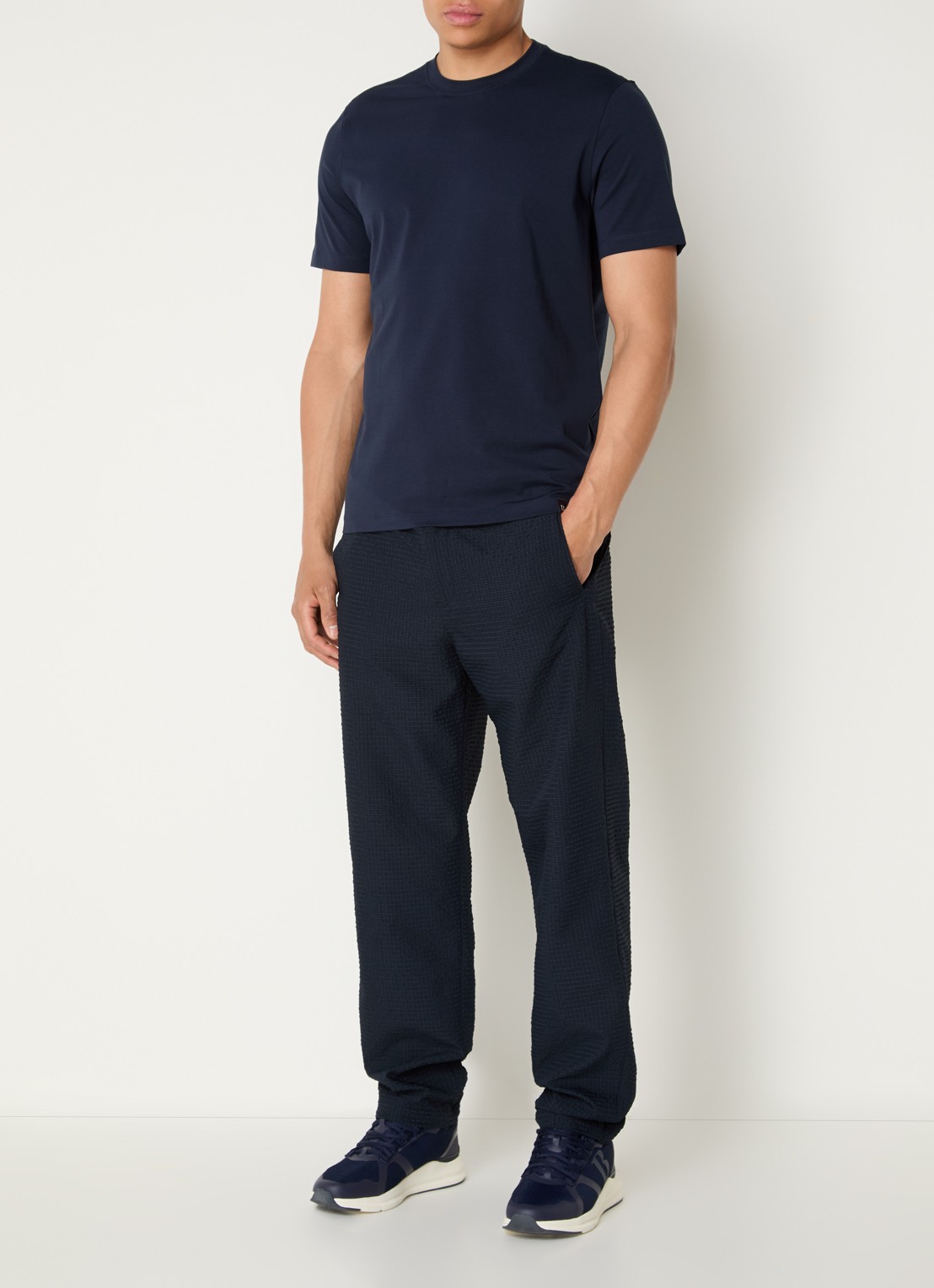 Boggi Milano T-shirt met ronde hals - voorkant 3 donkerblauw