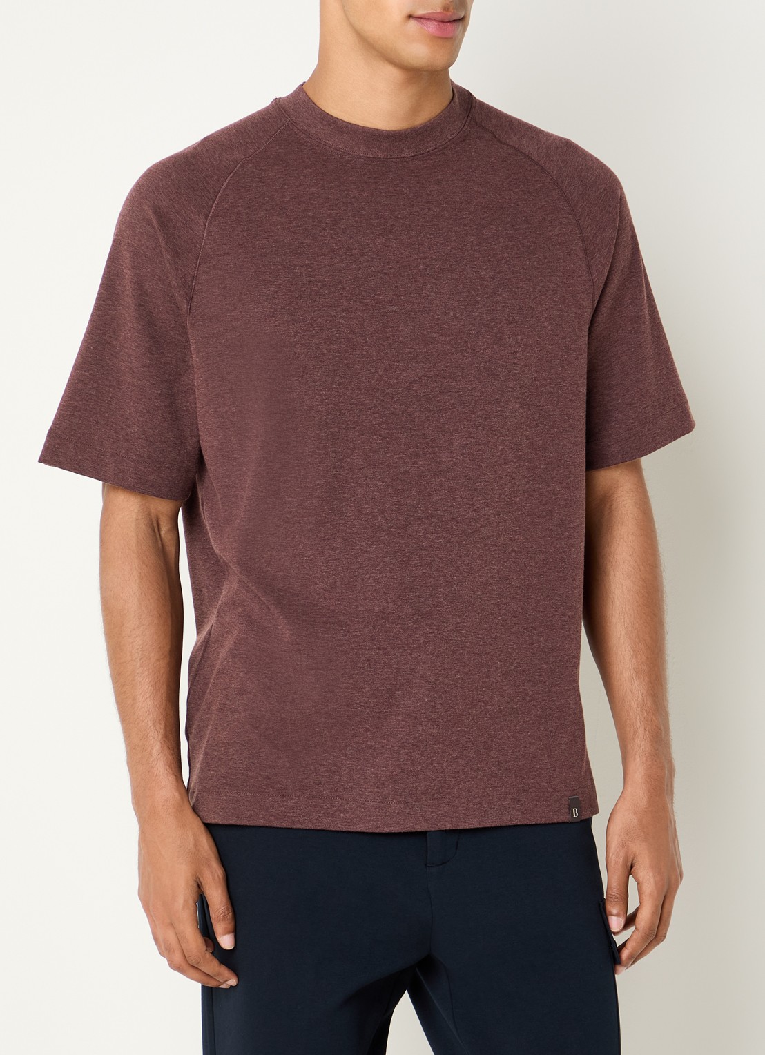 Boggi Milano T-shirt met ronde hals - detail bordeauxrood