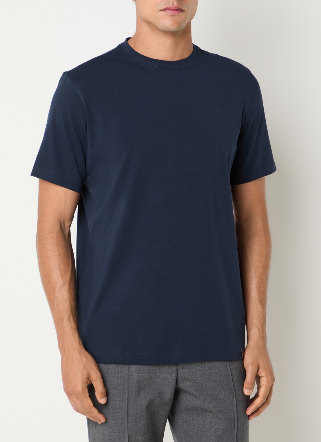 Boggi Milano T-shirt met ronde hals - detail donkerblauw