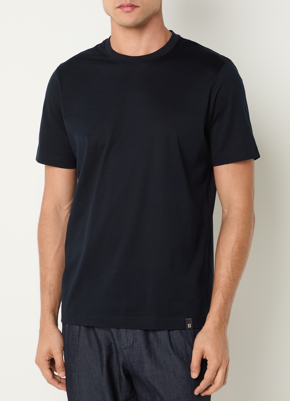 Boggi Milano T-shirt met stretch - detail donkerblauw