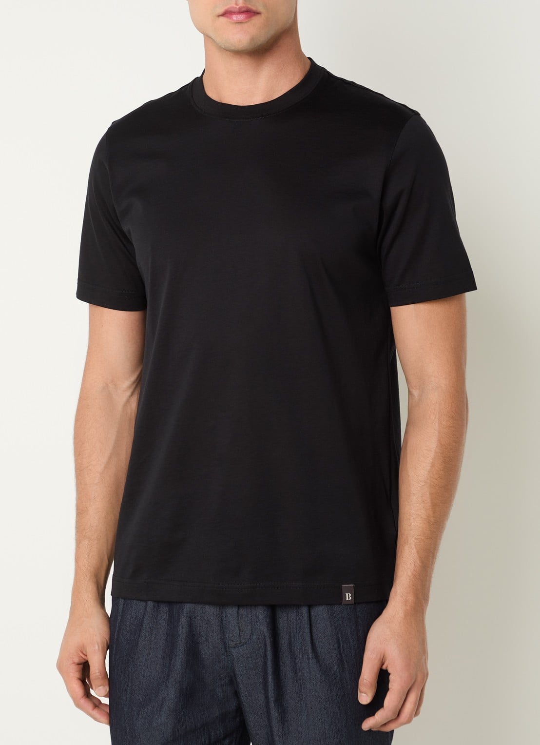 Boggi Milano T-shirt met stretch - detail zwart