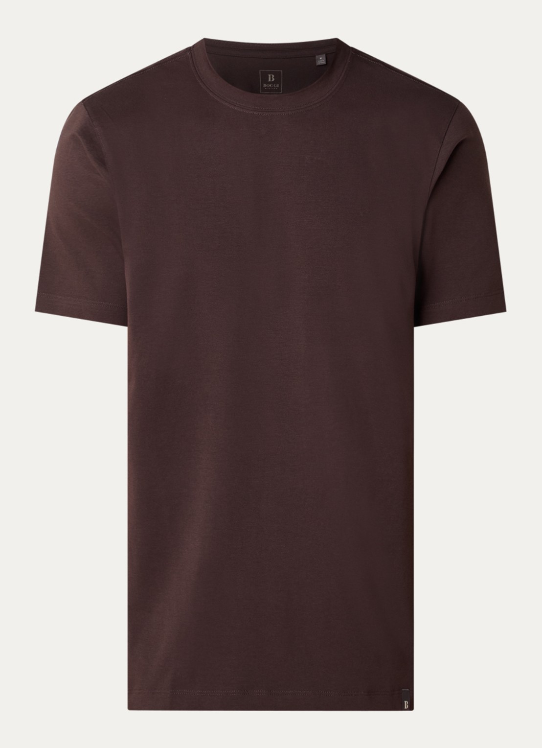 Boggi Milano T-shirt met stretch - voorkant donkerbruin