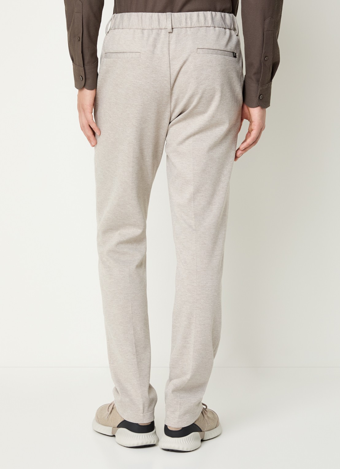 Boggi Milano Tapered fit pantalon met gemêleerd dessin - achterkant 3 zand