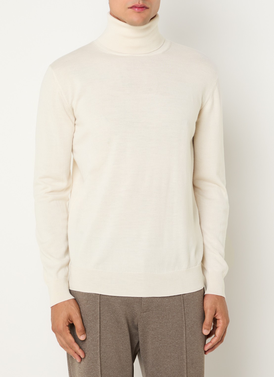 Boggi Milano Trui van wol met col - detail 4 vanillegeel