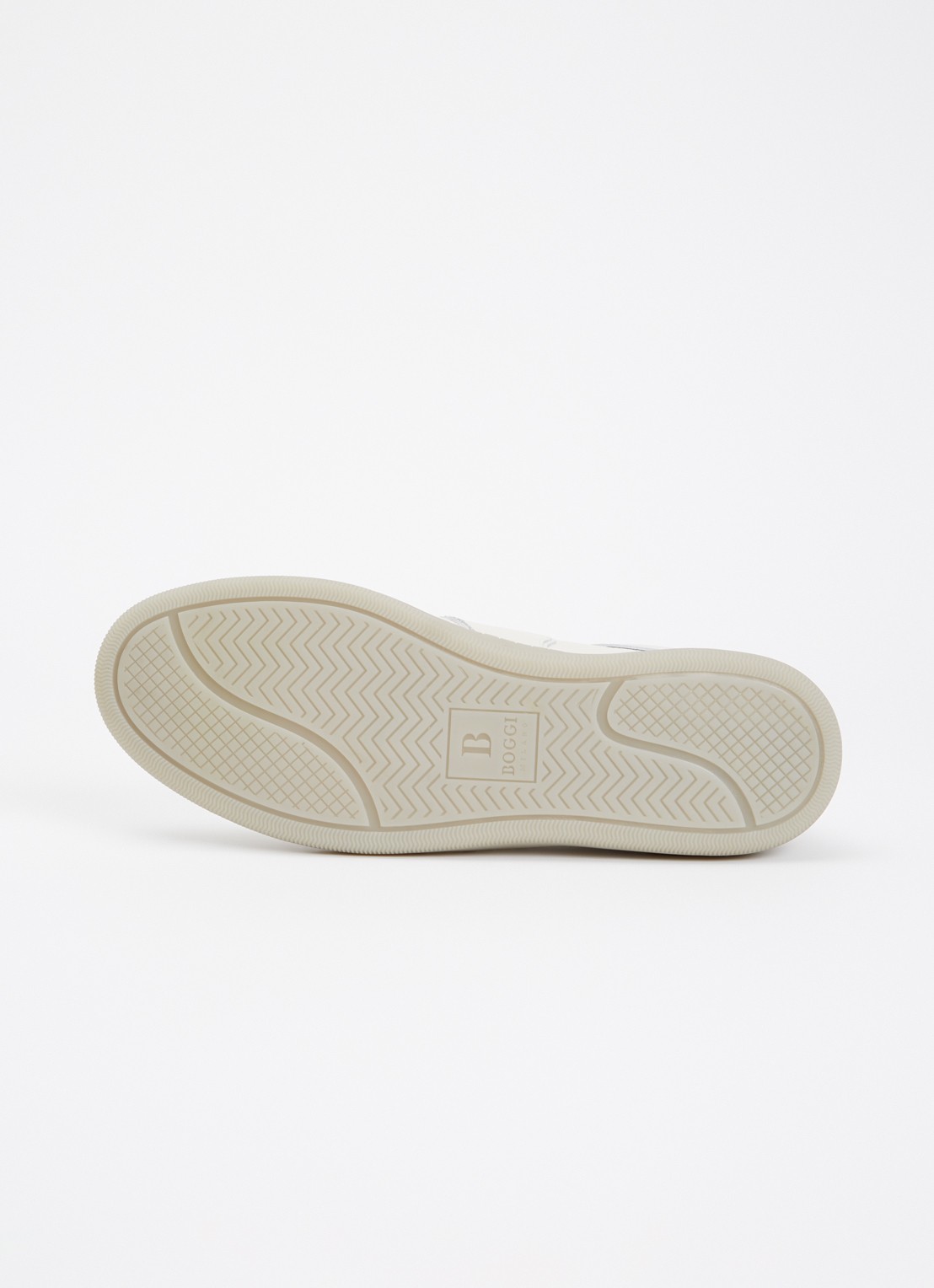 Boggi Milano Tumbled sneaker van leer met suède details - detail 3 khaki