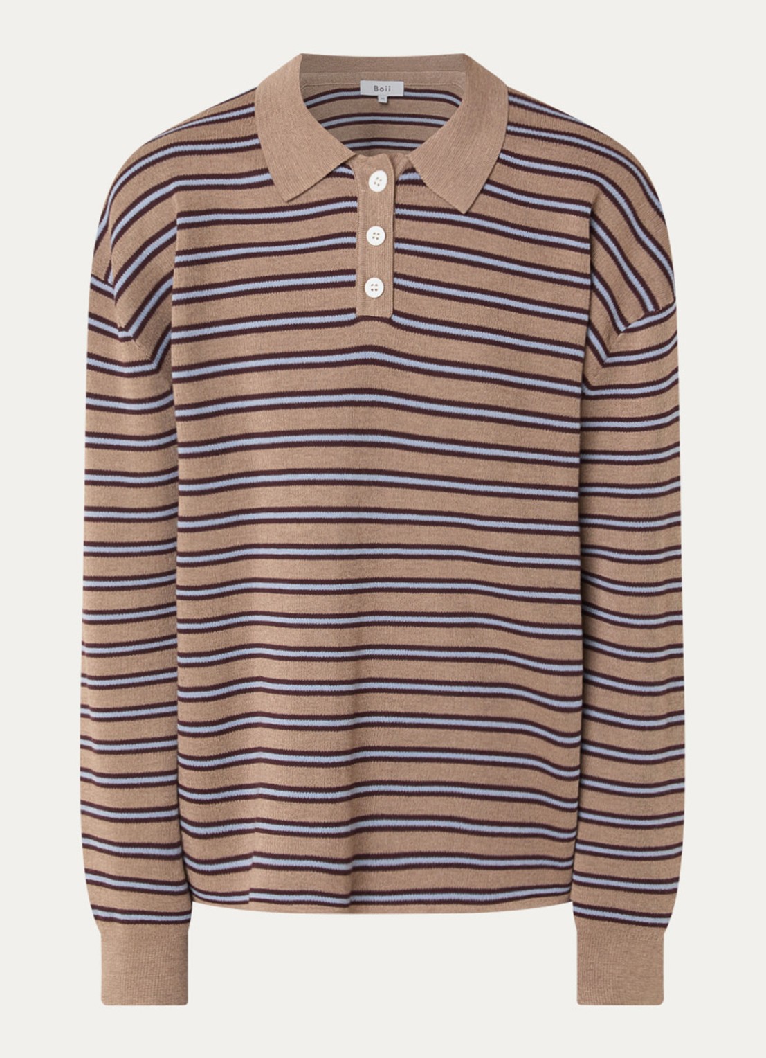 Boii Studios Adanne polo met streepprint - voorkant beige