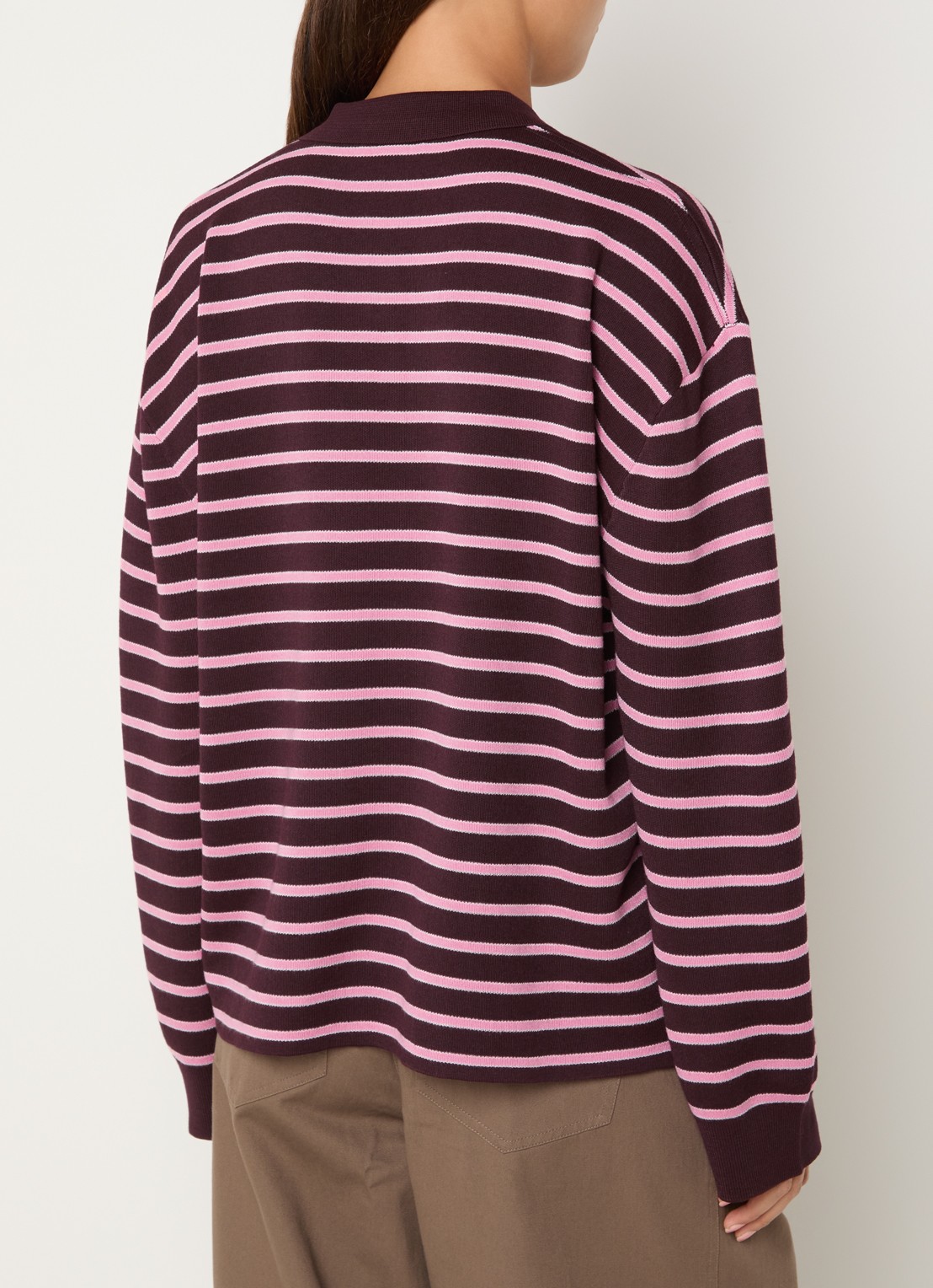 Boii Studios Adanne polo met streepprint - achterkant 3 aubergine
