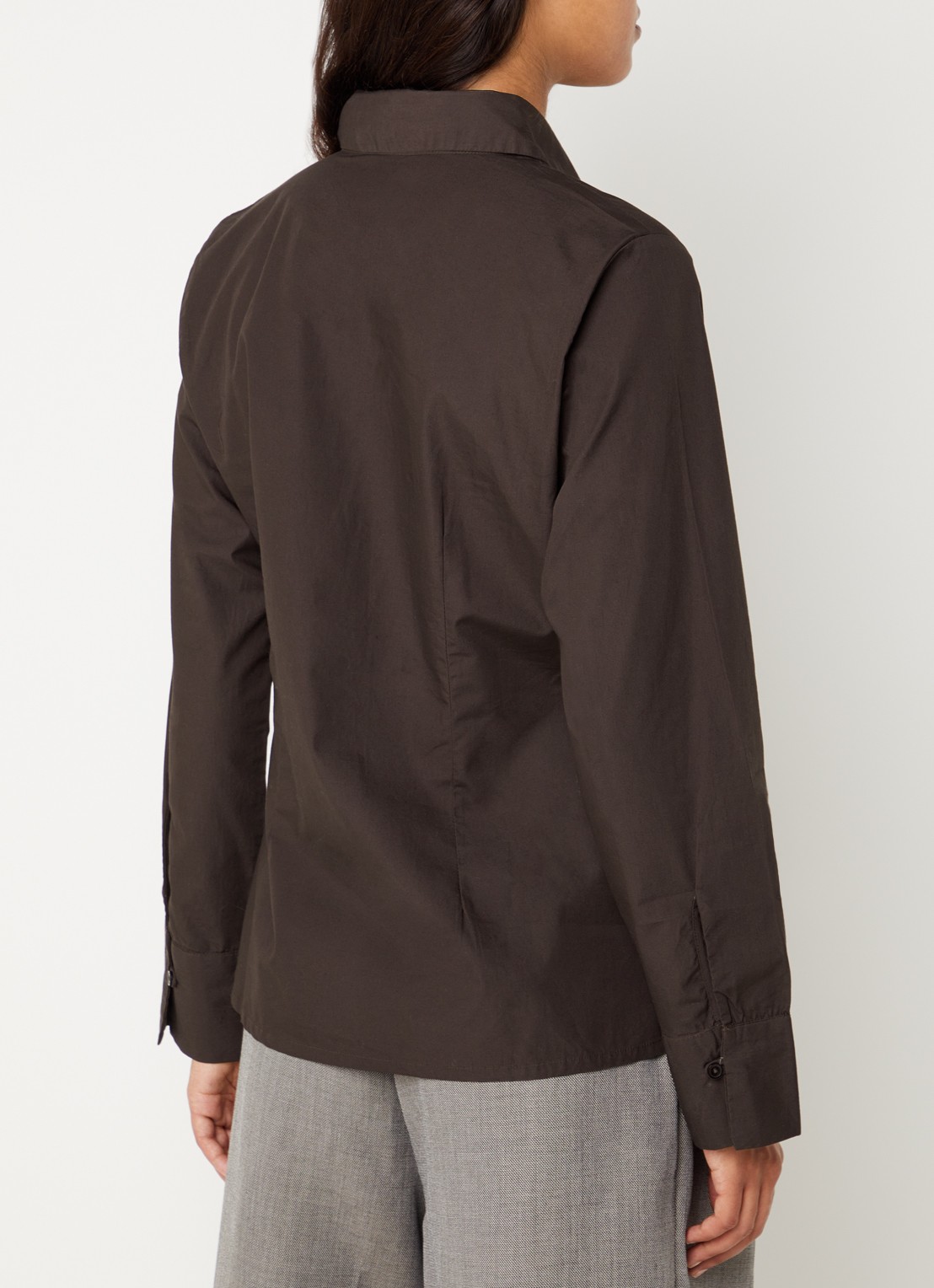 Boii Studios Bobbie blouse met kraag - achterkant donkerbruin