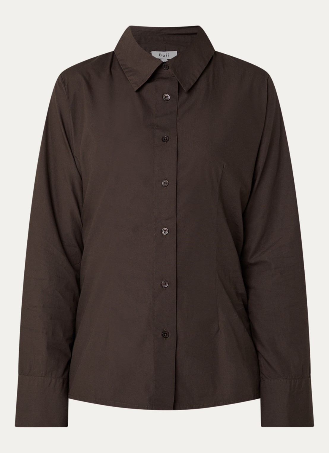 Boii Studios Bobbie blouse met kraag - voorkant 2 donkerbruin